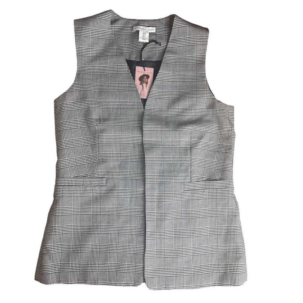 Sincerely Jules Black & White Glen Plaid Sleeveless Vest Womens Size Small - Picture 8 of 12